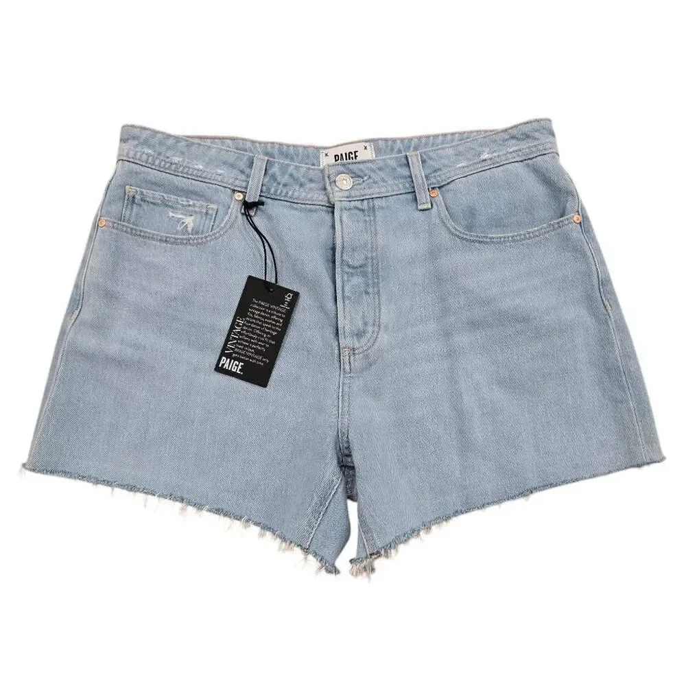 Paige Noella Cut-off Shorts Women's 30 Blue Denim‎ Effortlessly Relaxed Zip Fly